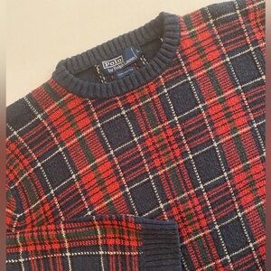 Polo by Ralph Lauren Red and Blue Plaid Crewneck Sweater